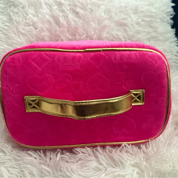 Juicy Couture Hot Pink Velour Travel Cosmetic Bag + 1 Travel Bottle - Picture 5 of 6